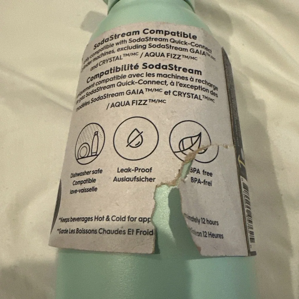 Sodastream Fizz & Go Stainless Steel Carbonating Bottle 30 fl.oz Mint Green